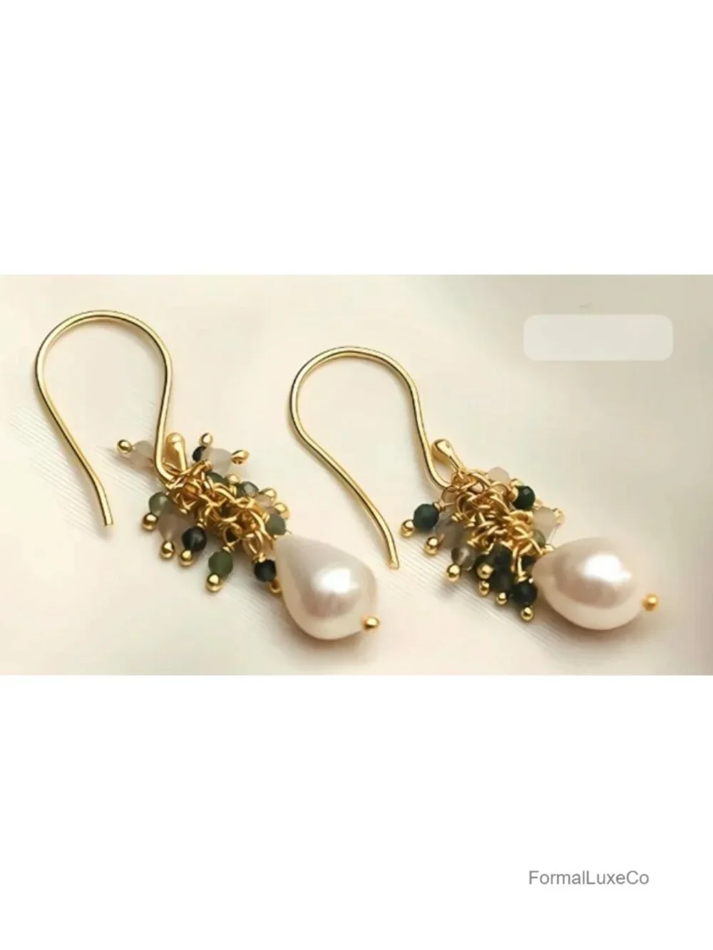 Handmade Gemstone Bead Dangle Earrings Gold Plated Hypoallergenic